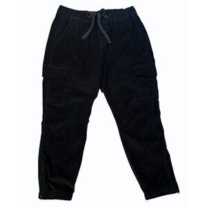 Sanctuary Size L Mia Trooper Black Corduroy Elastic Waist Cargo Jogger Pants